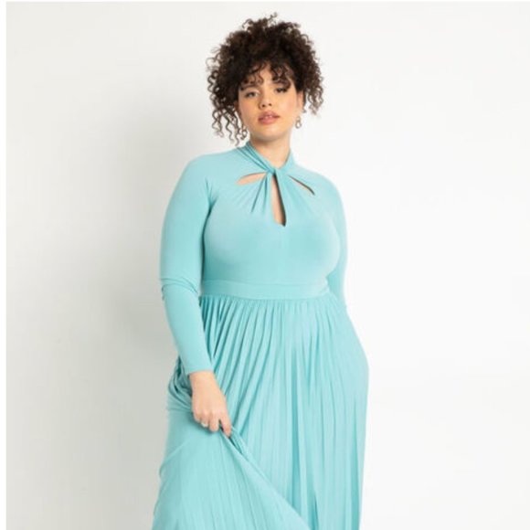 Eloquii Aqua Long Sleeve Dress - Picture 1 of 3